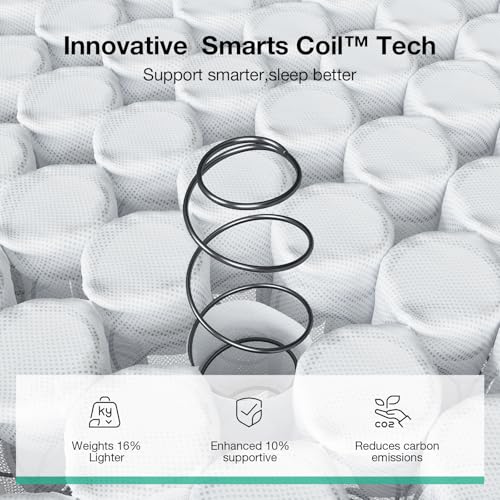 Image of Novilla 8 inch TwinXL Mattress, NanoGEL TwinXL Size Mattress with Smarts Coil for Motion Isolation & Pressure Relief, Medium Firm Hybrid Mattresses in a Box, CertiPUR-US Certified