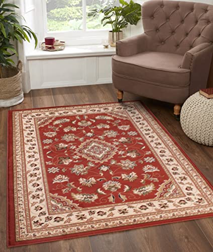 Lord of Rugs Quality Traditional Classic Beige, Green, Red, Black and Grey Small Large Rug, Runner (66x230cm (2'5''x7'7'') Runner, Terracotta)