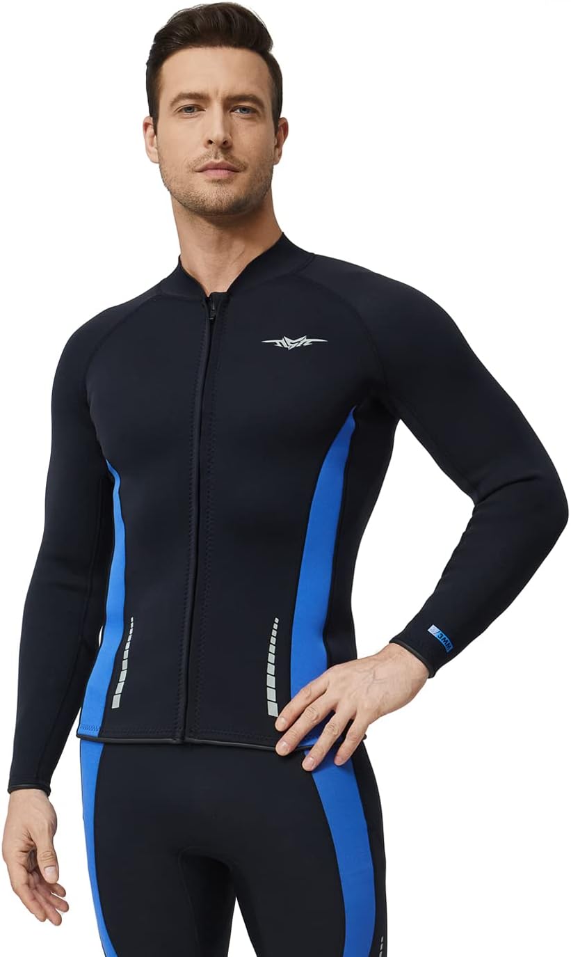 Seaskin Wetsuit Tops for Mens 3mm Front Zipper