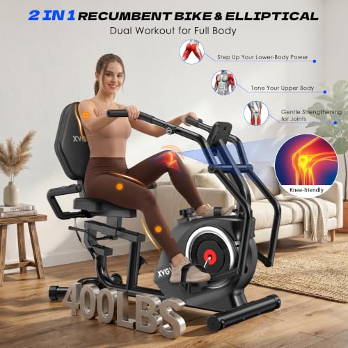 Image of Recumbent Exercise Bike, Recumbent Stationary Bike for Home, Recumbent Bike with 400LB Weight Capacity Whisper-Quiet 16 Levels Magnetic Resistance Heart Rate and Multi-Function LCD Comfortable Seat