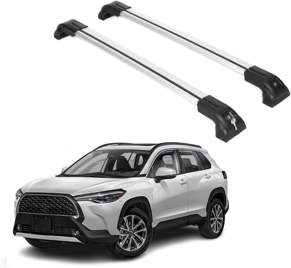 ERKUL Heavy Duty Roof Rack Cross Bars for Toyota Corolla Cross 2022-2026 | 220lb Aluminum Crossbars with Anti Theft Lock for Rooftop | Not fit L/Hybrid S Models - Silver