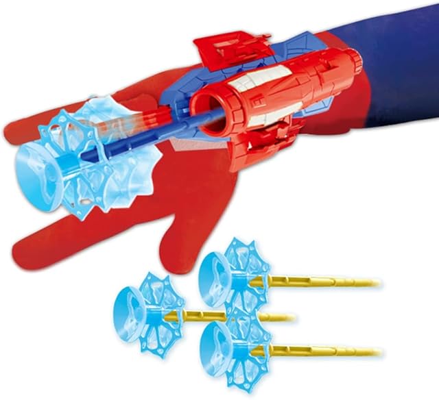 BSOA Spiderman Launch Dart for Kids Superman Wrist-Mounted Toy Spiderman Launcher Gloves Cosplay Superhero Dress Up Costumes Web Shooter Web Slinger Launcher, Blue