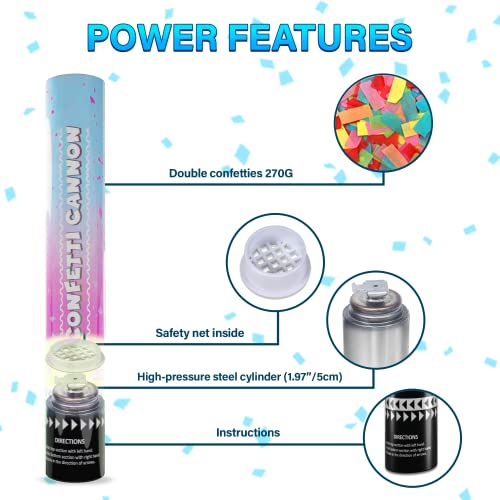 Gender Reveal Blue Confetti Cannon [5 Pack] - Gift 2 Magnetic Photo Frames, Gender Reveal Baby Boy Party Supplies, Biodegradable Confetti Poppers #TOP1