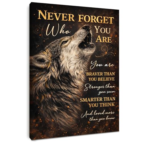 Image of Alptiny Wolf Motivational Wall Art Canvas Print 30x40cm Framed Picture with Pine Wood Frame, Inspirational Quote Canvas Wall Art for Living Room Bedroom Office, Ready to Hang No Drilling