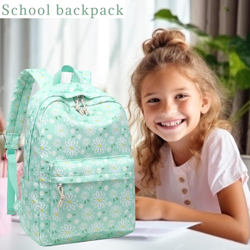 LOIDOU Mochila para meninas adolescentes, mochila escolar com lancheira e estojo de lápis, conjunto