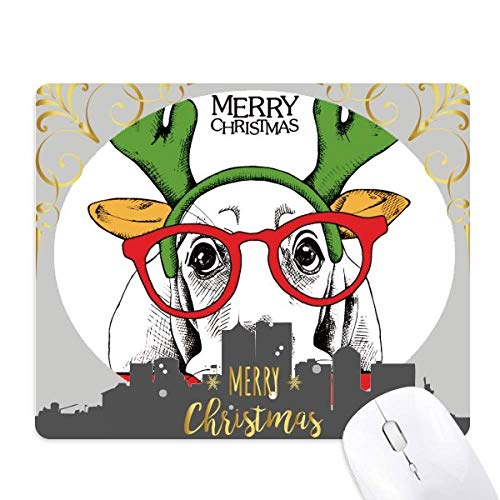 Tapis de souris en caoutchouc illustration chien aquarelle nuit de Noël