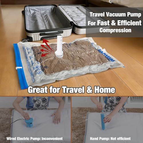 Image of Travel Vacuum Bags with Electric Pump, Vacuum Travel Bags for Luggage and Suitcase, Clothes Clothing, Small 10 Pack