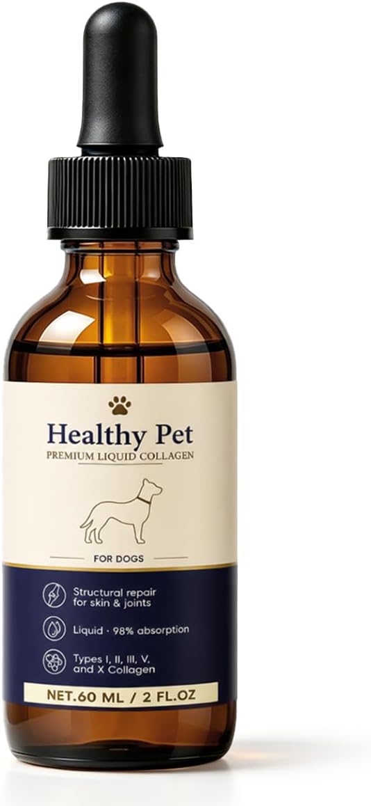 Healthy Petz Premium Liquid Collagen for Dogs – Drops for Dogs with Glucosamine Hcl,Multivitamin, MSM, Hyaluronic Acid & Zine – Support for Skin & Joints & Gut & Overall Vitality, 60ml/2FL OZ