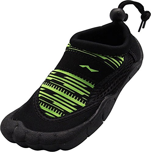 NORTY - Little Boy's Techno Print Skeletoe Mesh Waterproof Athletic Aqua Socks for Pool Beach, Lime, Black 40354-1MUSLittleKid