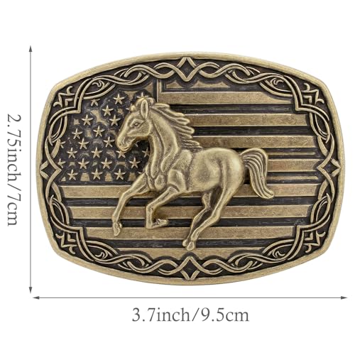 Image of HUABOLA CALYN Long Horn Bull Belt Buckles for Men Women American Flag Texas Star Belt Buckles