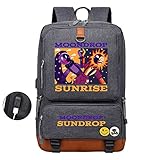 BOLAKE Water Resistant Sundrop Moondrop Bookbag Casual Computer Knapsack with USB Port-Durable Rucksack for Travel,Outdoor
