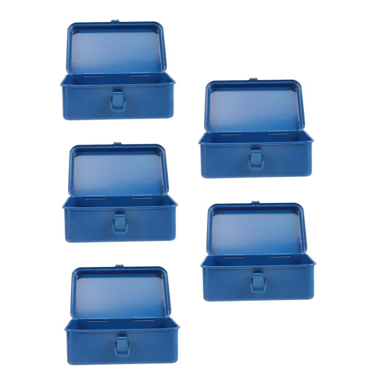 NUOBESTY 5 Pezzi Cassetta degli attrezzi Tronco organizzatore di strumenti meccanica riparazione all'aperto organizzatori di strumenti valigetta porta attrezzi in ferro lamiera di ferro Blu