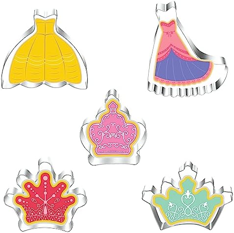 Crown Cookie Cutter Set,5pcs Stainless Steel Biscuit Molds,includes 5 shapes.