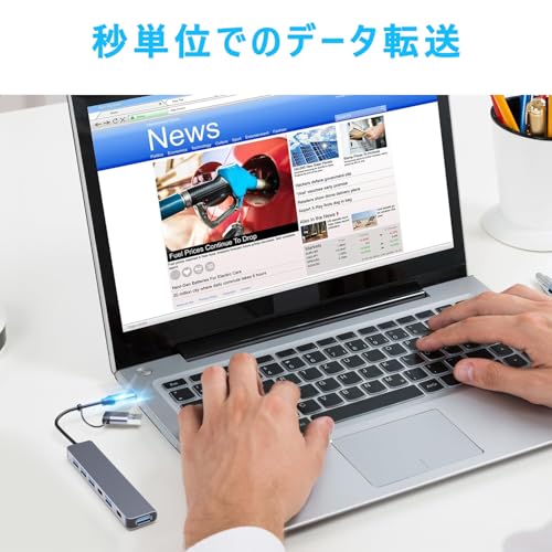 Yasoku USBハブ 7-in-1 Type-C 拡張ドック usb-c hub 多機能PC拡張 5Gbps 高速転送 Mac Pro、Chromebook、iPad Pro、Galaxy S10/S9/S8 Plusなど対応 在宅・外出先リモートワークに最適