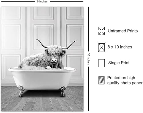 Miniatura 2 de Cow Bathroom Decor - Highland Cow Wall Art Print - Bathroom Pictures - Cute Bathroom Accessories - Funny Bathroom Wall Decor - Bathroom Poster -