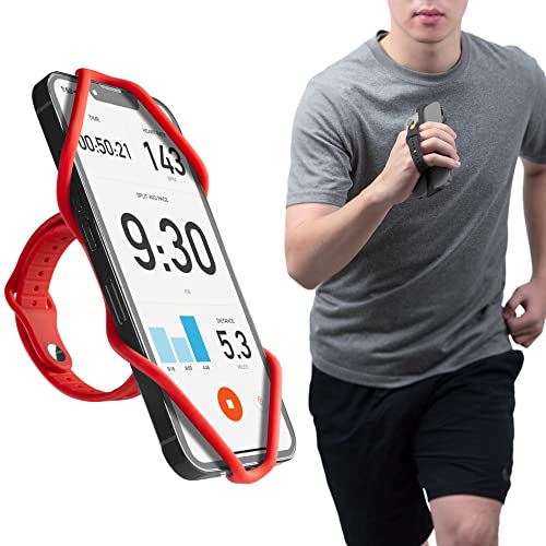 【Bone】 Run Tie Handheld 2, Running Phone Holder for Hand Wristband for Exercise Gym Jogging Workout for iPhone 13 Pro Max 12 11 X XS, Samsung Galaxy Note 20 Ultra S20 S10 S9 (Red)