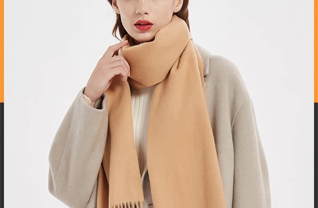 Bufanda de invierno de lana para mujer, bufanda cálida para adultos, bufanda de otoño con borla