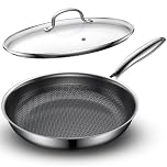 Todlabe Non Stick Frying Pan - 28cm Stainless Steel Frying Pan Nonstick with Lid Heat-Resistant Handle, 260°C Oven Safe for All Hobs, PFOA Free PFOS Free