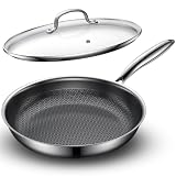 Todlabe Non Stick Frying Pan - 28cm Stainless Steel Frying Pan Nonstick with Lid Heat-Resistant Handle, 260°C Oven Safe for All Hobs, PFOA Free PFOS Free
