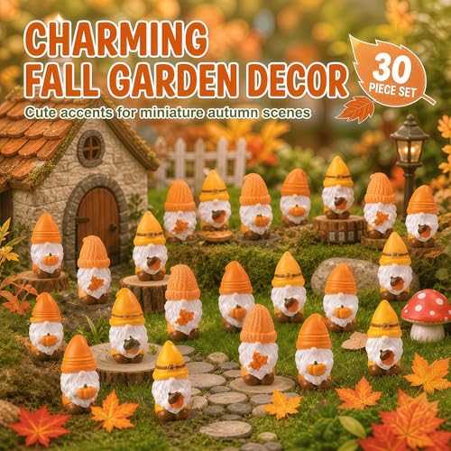 SangHW 30 Pcs Mini Gnomes Figurines, Resin Miniature Fairy Garden Decor, Tiny Gnome Accessories for Potted Plants, Jars & Hiding Games, 3 Unique Styles — view 5