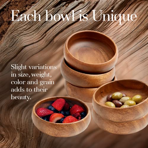 Woodard & Charles Acacia Wood Snack Serving Bowl, Set Of 4, 6" X 2" (Set Of 6) #TOP1