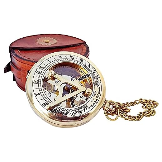 Antique Brass & Copper Sundial Compass – A Unique Gift of Elegance with Sundial Clock, Ship Replica Watch, and Presentation Box