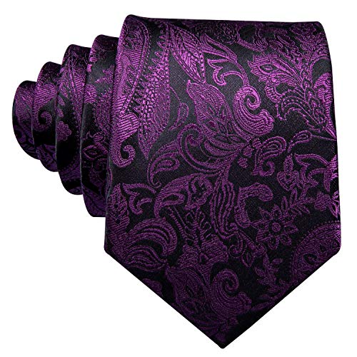 Image of Barry.Wang Paisley Tie Fashion Set Hanky Cufflinks Neckties for Men Woven Silk