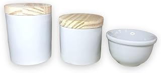 Kit Bebê Higiene Porcelana com Tampa De Madeira Pinus kit maternidade