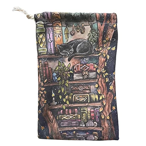 Sac Cartes Tarot, Sac Rangement Pour Cartes Sac À Cordon Réutilisable Sacs À Bijoux Sac À Dés Sac Faveur De Mariage Pochette À Cordon Pour Cartes À Jouer Pièces De Monnaie Cosmétiques, 14cmX22cm Cover