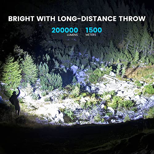 Sknsl Flashlights High Lumens Rechargeable - 200000 Lumen High Power Flashlight, 5 Modes With Long Runtime, Ipx6 Waterproof, High Powered Flash Light For Camping, Outdoors #TOP1