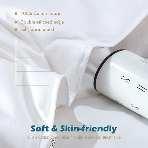 Miniatura 4 de Edredón de plumas tamaño individual, relleno de edredón para todas las estaciones, tela de 100% algodón egipcio, ultra suave, relleno de 750,