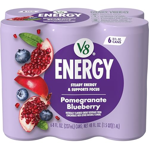 V8 +Energy Pomegranate Blueberry Juice Energy Drink, 8 fl oz Can (6 Pack)