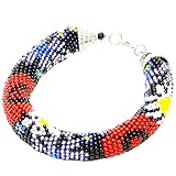 Handmade blue cornflower Red poppy Ukrainian black bracelet with floral print Designer Ukrainian