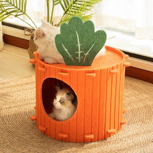 Caverne-lit pour chat cabane détachable et panier carotte animaux de compagnie