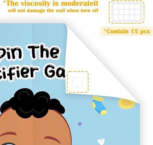 Miniatura 6 de Divertidos juegos de pines para baby shower, pin la calcomanía en el juego de pañales, Pin de cumpleaños para niñas para baby shower, juego de baby