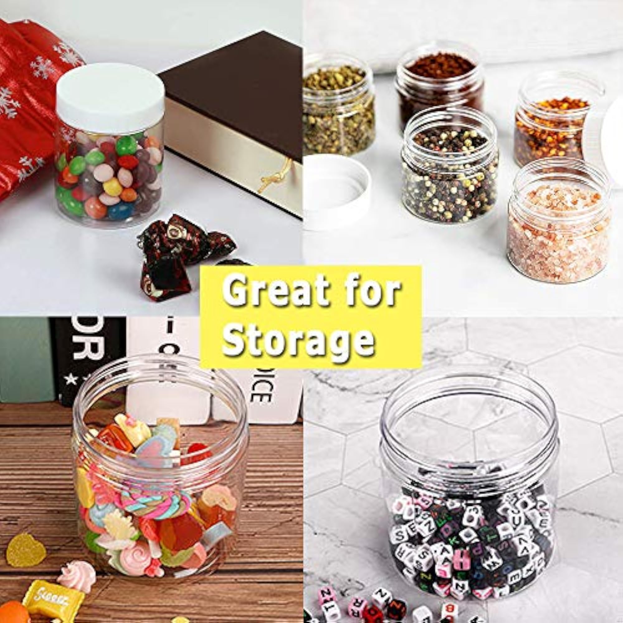20 Pcs Round Clear Plastic Cosmetic Jars with Lids