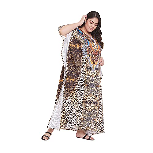 Image of Oussum Women Kaftan Plus Size Polyester Summer Lightweight Caftan Swimsuit Cover Ups Maxi African Mumu Lounge House Dress