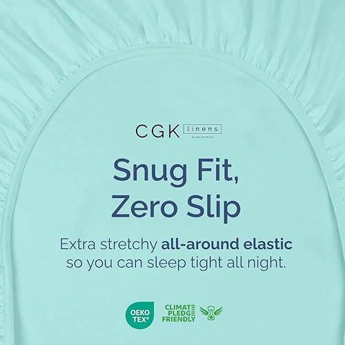 Miniatura 2 de CGK Unlimited - Sábana bajera ajustable, se adapta a colchones de hasta 16 pulgadas, extrasuave, sin arrugas, transpirable, tamaño matrimonial,