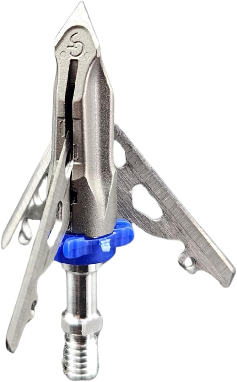 G5 Deadmeat V2 Expandable 3-Blade Broadheads | 3-Pack | 100/125 Grains | Razor Sharp 1.5" Cutting Diameter Mechanical Blades | Screw in | Compound & Recurve Compatible | 1 BMP Practice Tip Included