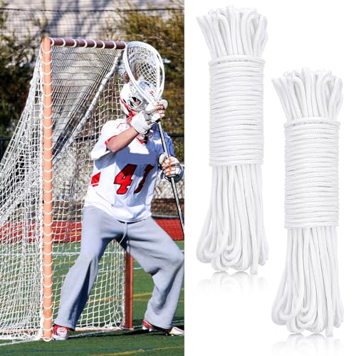 Wowangce 2 Pcs 92ft 4mm Lacrosse Goal Net Lacing Cord Durable Rope, White