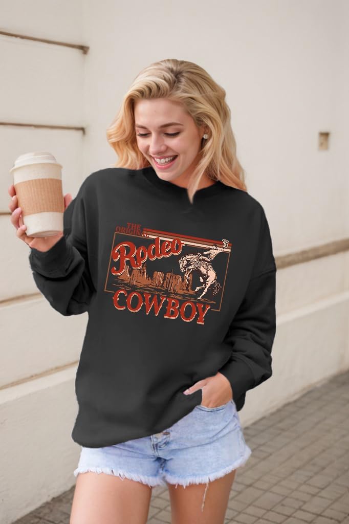 Womens Western Sweatshirt Cowgirl Sweaters Vintage Graphic Country Concert Outfits Long Sleeve Rodeo Shirts - Image 3