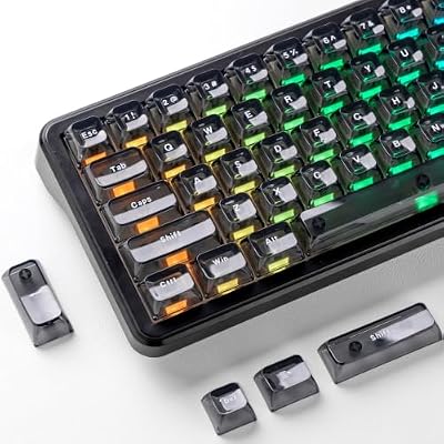 dagaladoo Black Grey Jelly keycaps, Shine Through Keyboard caps Clear Set,Ice Crystal Translucent Key caps, Fit 60% 65% 75% 80% 100% Keyboard, RGB Backlight Compatible(ASA Profile )