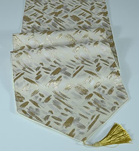 Holiselear Multi-Size Glittering Colorful Jacquard Fall Table Runner 108 Inches Long, 13 X 108, For Farmhouse Desk Kitchen Tea/Coffee Table Dining Room Decoration Party Thanksgiving Christmas Beige #TOP1