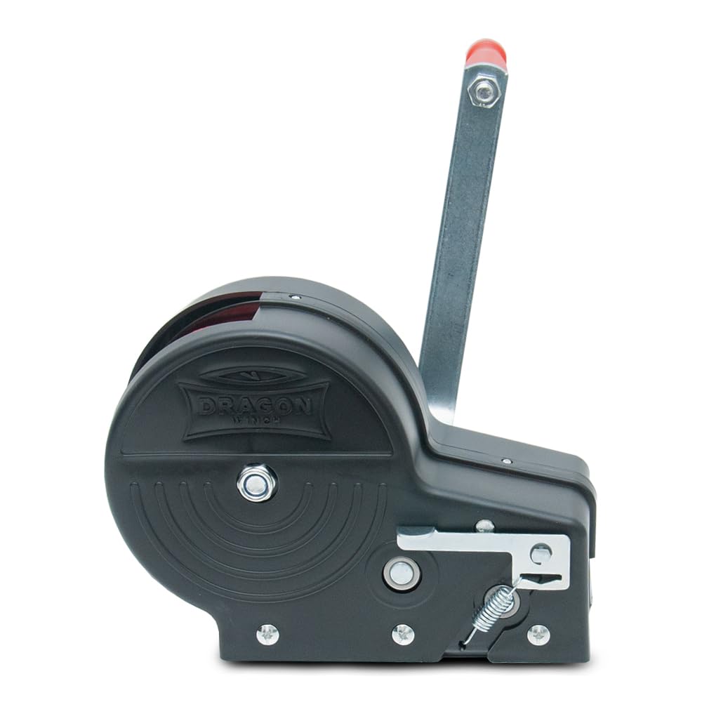 Dragon Winch Cabrestante manual con carcasa 3500 lbs / 1588 kg con gancho y correa de manivela 10m para embarcaciones pequeñas, motos, vehículos y talleres | Torno manual de dos velocidades