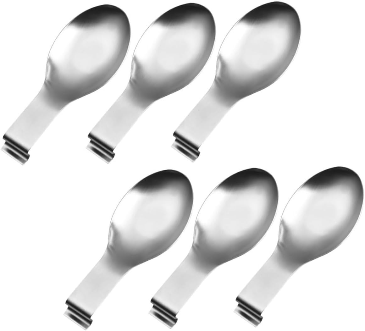 6pcs Practical Stainless Steel Spoon Tray Rest Holder for Stove Top Kitchen Utensils Daily Use