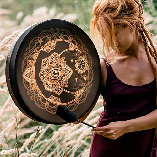 Tambor xamanico | Tambor de lua alquímica Shaman | Ferramenta de cura de som Shaman Alchemy Moon Dru