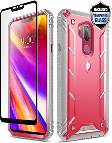 Poetic Revolution Series Case Designed for LG G7 ThinQ, Full-Body Rugged Dual-Layer Shockproof Protective Cover [with Tempered Glass], Pink