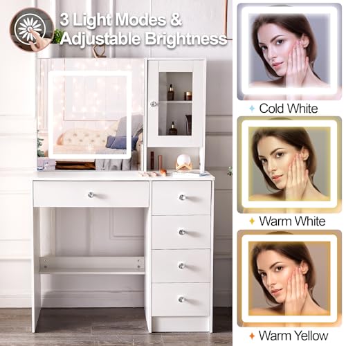 Tocador de maquillaje con luz LED para crear tu rincón de belleza ideal en el dormitorio 3