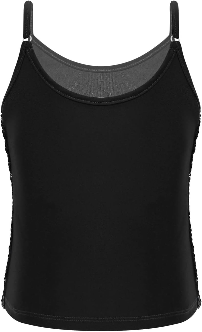 Canotta Paillettes Per Bambina | Top Da Danza Con Lustrini | Per Hip Hop, Jazz E Latino | Taglie 6-12 Anni - Foto 5