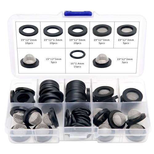 YIXISI 65 Pieces Strainer Seal O Ring Set, Mesh Rubber Washers, Sealing Ring with Strainer, for 1/2 Inch Shower Head, Taps, Hoses, Shower Hose